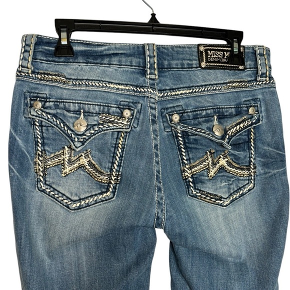 Miss Me Distressed Boyfriend Blue Capri Jeans JB1046P Size 28 - Picture 5 of 13